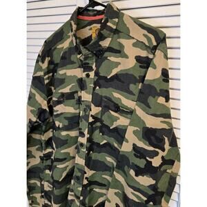 Stapleford Workwear to The State Camo Flannel Shirt Button Up Pockets Green MED